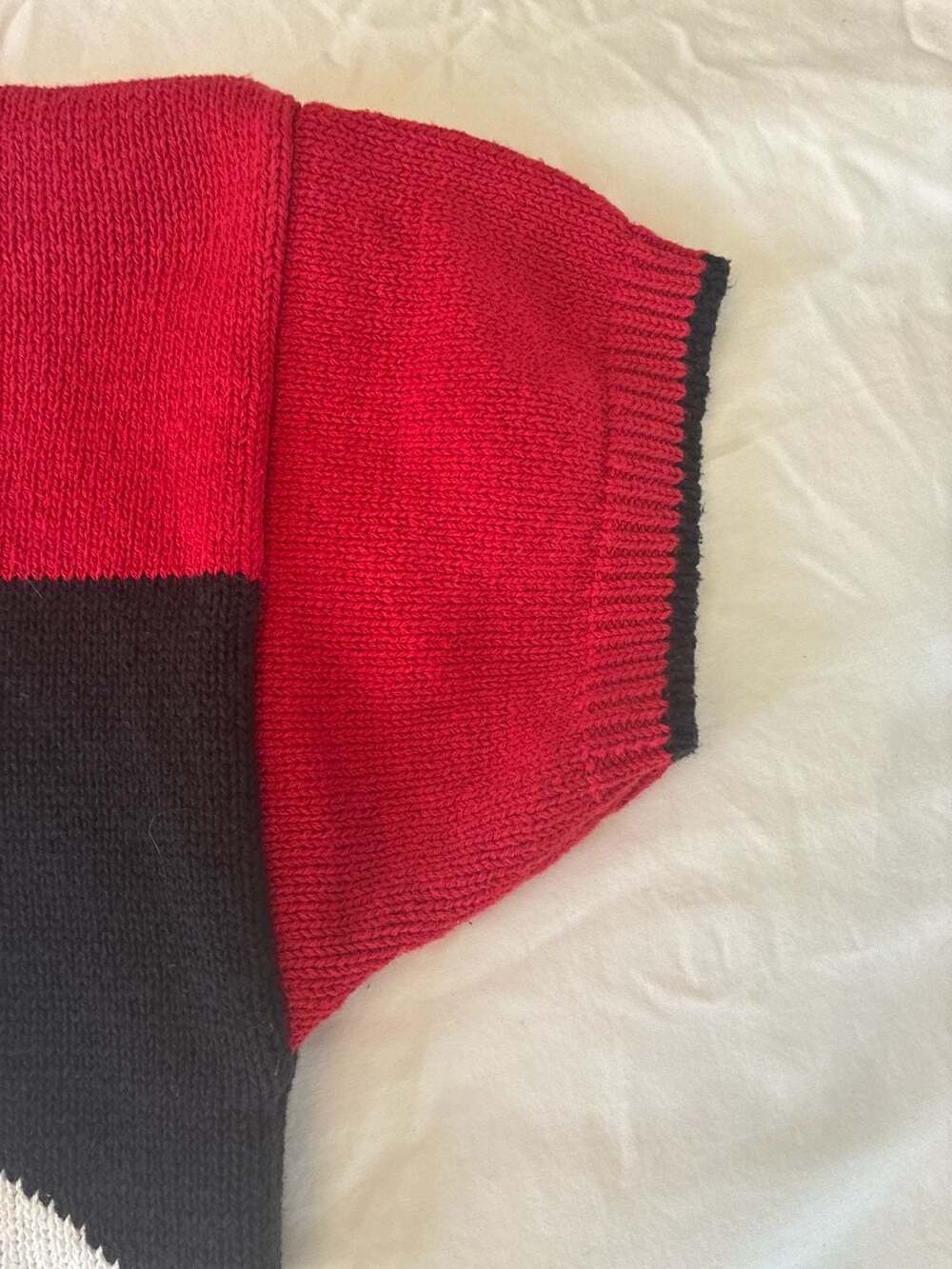 Vintage 80s J.G. Hook Red Knit Cow Graphic Short Sleeve Sweater Medium - Picture 6 of 11